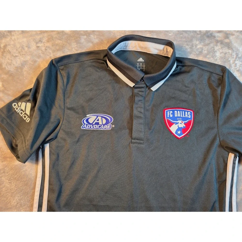 Adidas FC‎ Dallas Polo Shirt Mens Small Grey Climalite MLS Soccer